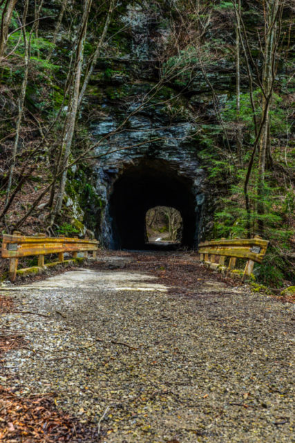 道中の素掘りのトンネル。高瀑登山口まであと2km。